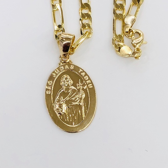 San Judas Tadeo Pendant with Chain Gold Filled - Picture 3 of 7